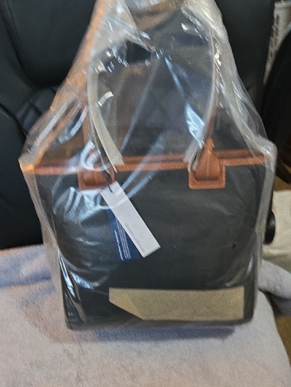 Dooney & Bourke Black Tote with Brown Leather Trim - Picture 6 of 8